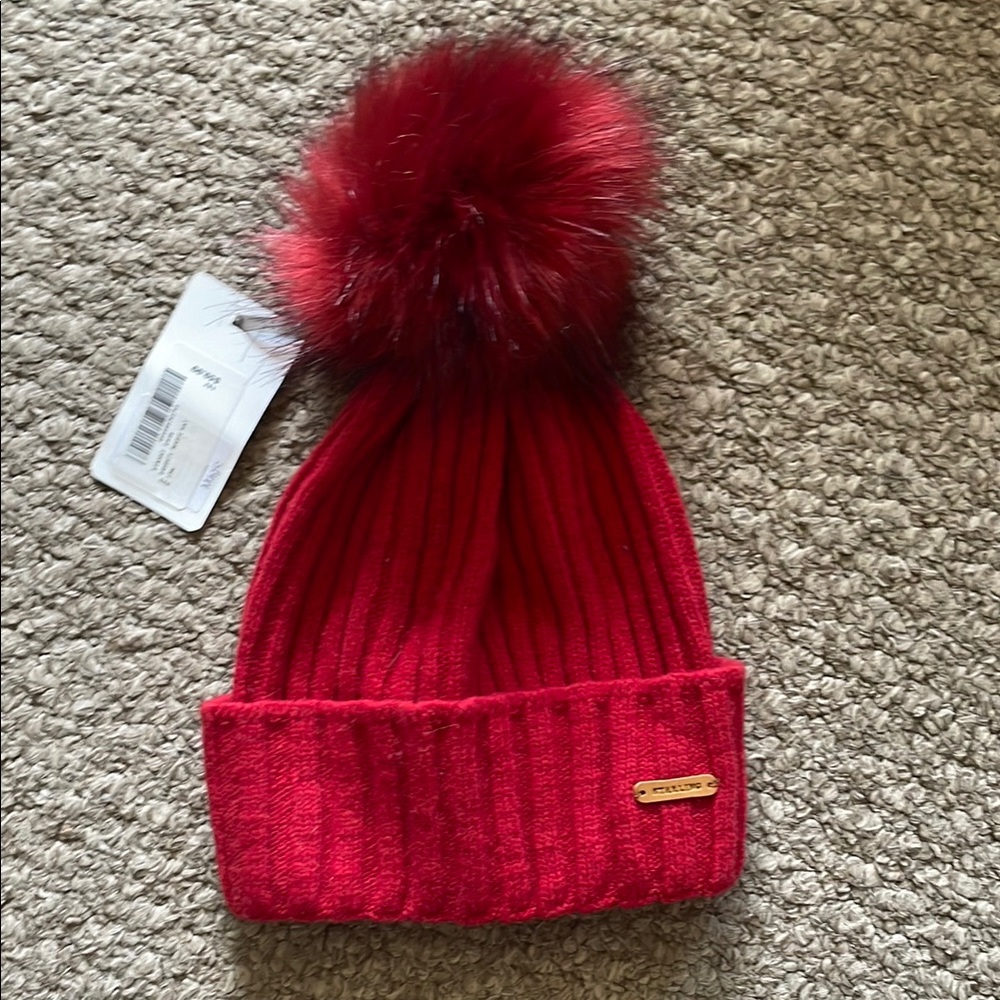 Red Knit Pom-Pom Beanie